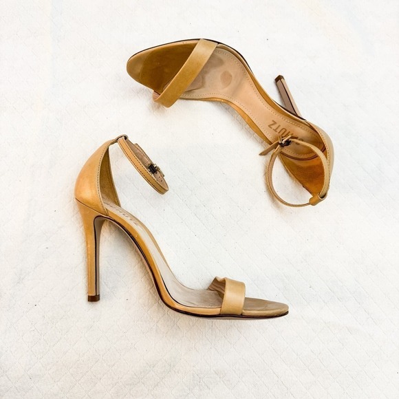 Schutz Modern Nude Ankle Strap Stiletto Heel Open Toe Sandal Size 7.5 - Picture 4 of 6